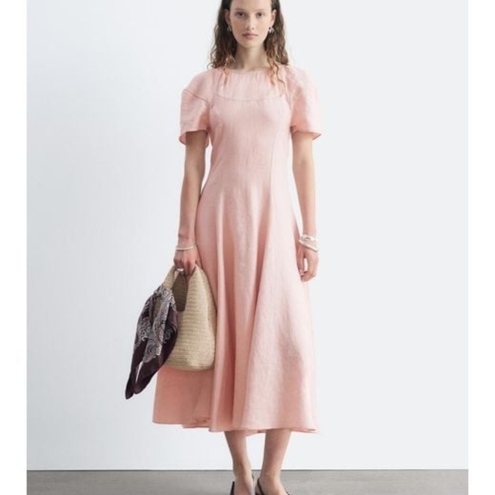& Other Stories Soft Pink Midi Dress